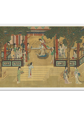 绢布仿古手卷装裱仇英百美图