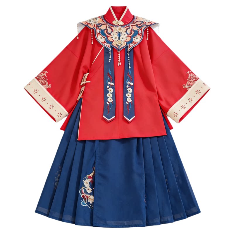 汉服女童中国风儿童簪花超仙古风春秋明制古装套装春装小女孩唐装
