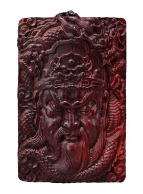 小叶紫檀情侣红木武财神关公吊坠
