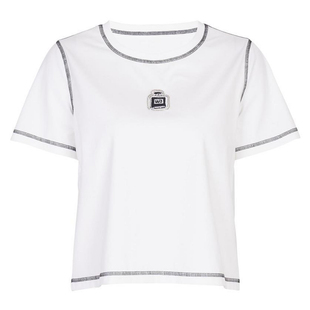 婉甸2025夏季新品月光白短袖T恤圆领明线装饰短袖1242T02SX1