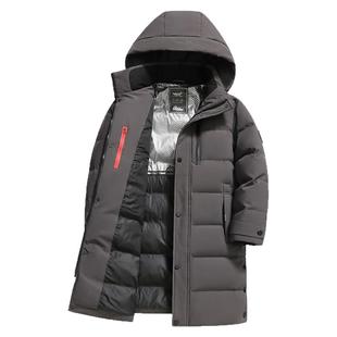 鸭鸭品牌爸爸冬装羽绒服男中长款过膝冬季中老年人加厚保暖外套