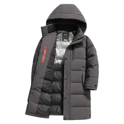 鸭鸭连帽中长款爸爸装羽绒服