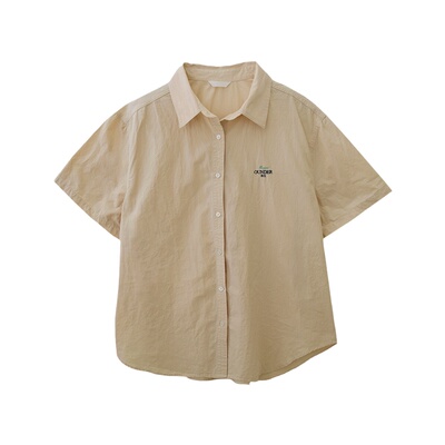 好看的短袖衬衫外套韩系刺绣休闲