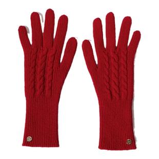 疯帽子 纯羊毛针织分指手套女秋冬季可触屏户外骑车保暖护腕情侣