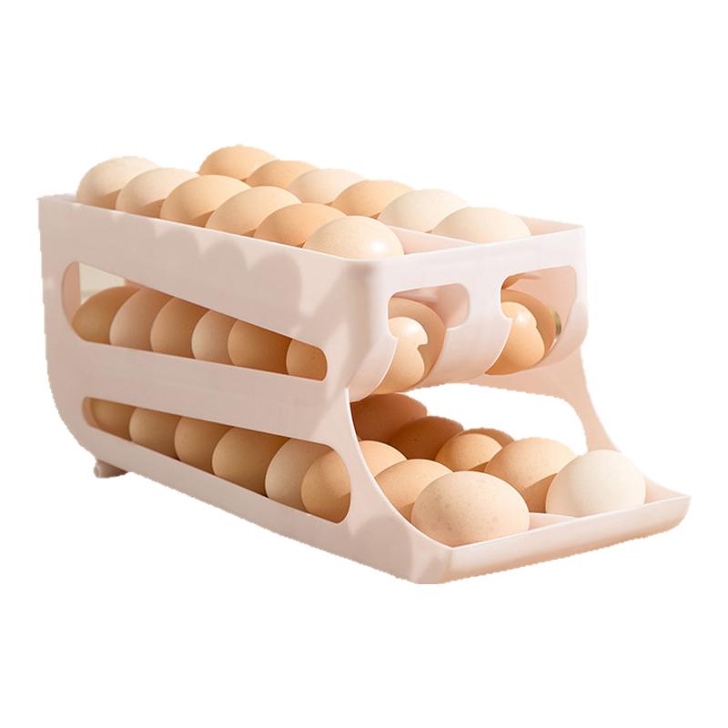 滚动鸡蛋收纳盒厨房多层斜口自动滚蛋器冰箱鸡蛋托专用保鲜放置盒