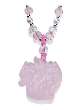 天然粉水晶项链礼物女