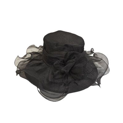 哥特风暗黑系欧根纱花边大檐礼帽