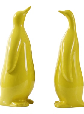 简约现代陶瓷黄企鹅儿童房摆件