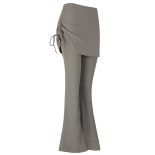 岚纹假两件运动长裤女普拉提训练瑜伽微喇裤抽绳提臀健身裤裙秋冬