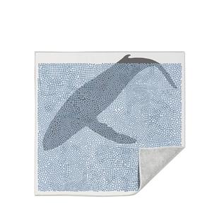 百贴布化妆包鲸鱼白鹭文艺蓝色清冷插画数码收纳整理包镜头保护布