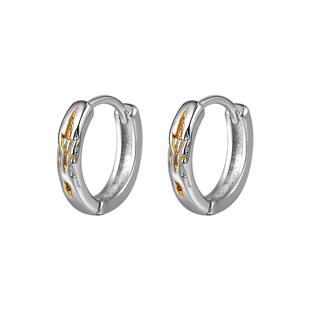 高级感鎏金耳环男士轻奢小众耳圈潮流个性痞帅素圈耳钉男单只耳饰