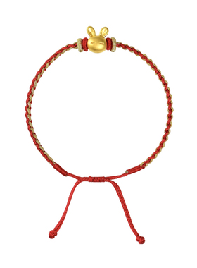 纯金生肖手编红绳本命年女手串
