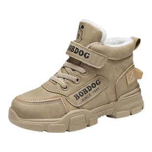 巴布豆童鞋儿童棉鞋冬季加绒加厚保暖男童马丁靴冬款女童运动棉靴