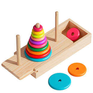 汉诺塔儿童益智10层8层6层木制汉罗塔玩具小学生思维训练比赛3岁6