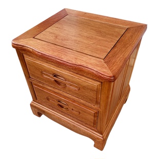 红木床头柜带锁菠萝格木床边柜有锁全实木床头柜收纳柜原木纯木柜