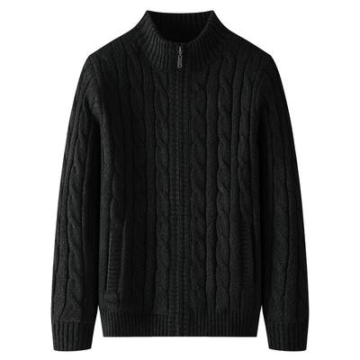 加肥加大男式加厚半高领开衫毛衣