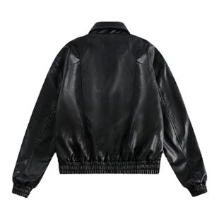STN美式复古翻领皮衣外套女2025新款洗水擦色工艺宽松皮夹克上衣