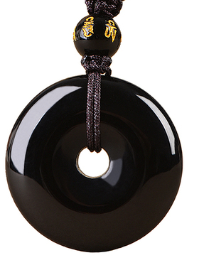 黑曜石平安扣吊钥匙扣挂件男女款