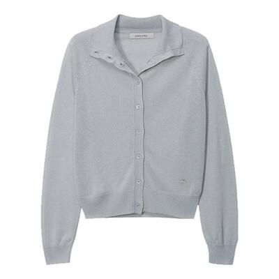 loeuvre亚麻薄透高领开衫针织衫