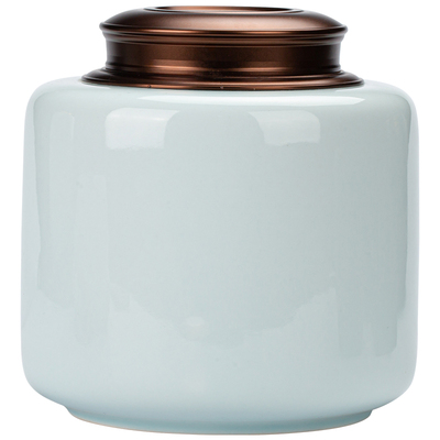 密封罐己造陶瓷双盖茶叶罐