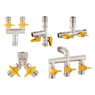 水龙头分流器一分二角阀热水器带开关一进三出三通水管分水阀四通