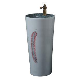 创意立柱式洗脸盆户外洗手盆一体落地式庭院洗手台柱盆花园洗手池