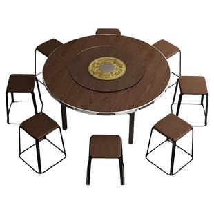 实木餐桌大圆桌家用农村折叠吃饭桌子10人12人转盘饭桌木桌桌面