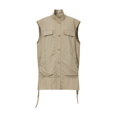 Defined.Z/ZD [茧序] 26春 褶皱感立领背心中长款下摆抽绳马甲