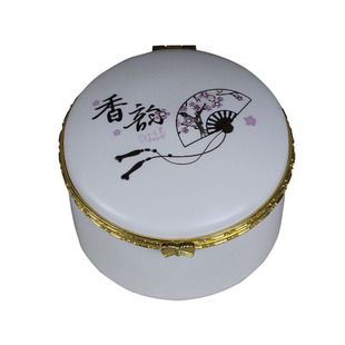 小瓷罐香膏粉饼美妆瓷盒配镜子迷你旅行便携式复古装饰品扁盒收纳