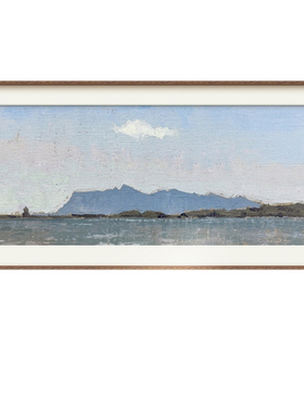 中古风靠山寓意客厅背景墙装饰画