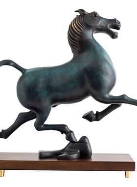 新中式马踏飞燕摆件仿古青铜器复古铜奔马到成功客厅乔迁新居礼物