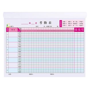 加班考勤表餐饮工资发放单职工绩效考核表排班表格薄出勤记录本