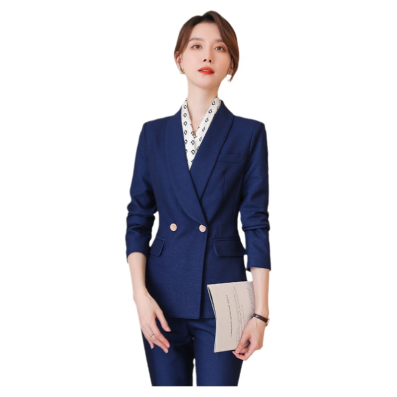 诗璐雅蓝色西装外套气质女神范