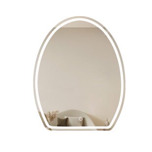 椭圆带灯化妆镜梳妆台镜子卧室壁挂上墙异形镜免打孔衣帽间发光镜