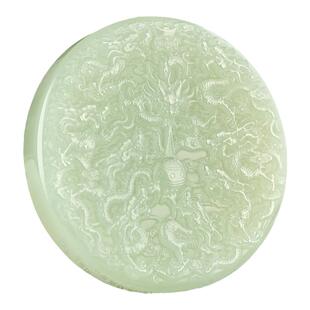 新疆和田玉青玉龙牌吊坠挂件大气男款九龙护主玉石玉牌玉佩项链