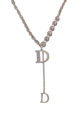 轻奢小众设计字母D毛衣链女2025年新款潮高级感网红秋冬项链配饰