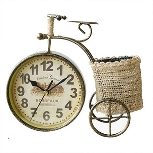 客厅铁艺装饰玄关摆件卧室静音钟表床头钟饰创意小钟台钟书房桌摆