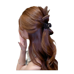 鸡毛毽子喷泉高马尾抓夹女后脑勺显发量发夹半扎发假发鲨鱼夹头饰