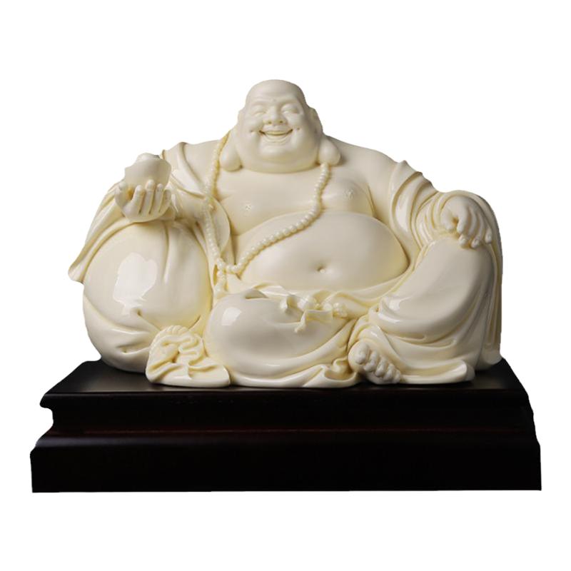 戴玉堂李光涌陶瓷摆件《自在弥勒佛玉黄瓷》大肚弥勒佛像家居饰品