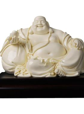 戴玉堂李光涌陶瓷摆件《自在弥勒佛玉黄瓷》大肚弥勒佛像家居饰品