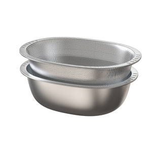 不锈钢双层沥水篮洗菜盆水槽椭圆形家用厨房新款大容量淘米和面盆