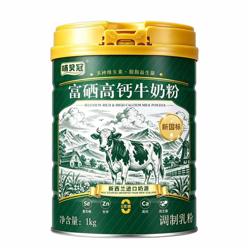 牛奶粉新西兰进口奶源富硒高钙无蔗糖益生菌免疫力儿童中老年奶粉