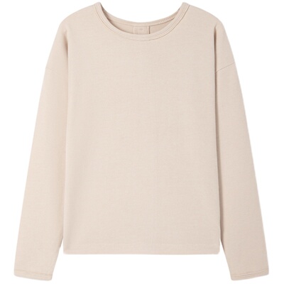 杏色磨毛T恤+丝绒喇叭裤