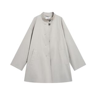 紫涵中长款立领灰色风衣女士秋季新款高智淡人风简约气质宽松外套