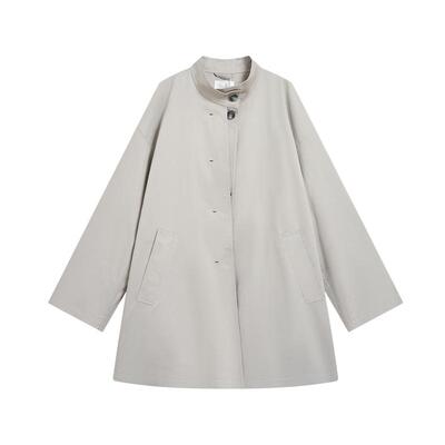 紫涵中长款立领灰色风衣女士秋季新款高智淡人风简约气质宽松外套