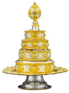 藏村铜鎏金鎏银藏式客厅曼扎修盘