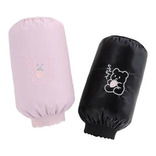 短款螺口PU皮防水袖套袖头可爱防污耐脏羽绒服秋冬季女款儿童学生