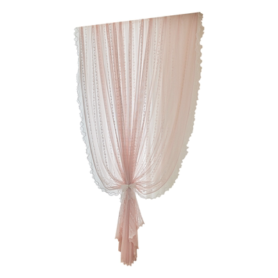 新款法式少女粉蕾丝双层纱窗帘