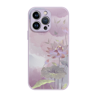 适用苹果15promax手机壳iphone15荷花17pro套13小羊皮12新款16pro女11全包17air防摔外壳高级感14pro小众plus