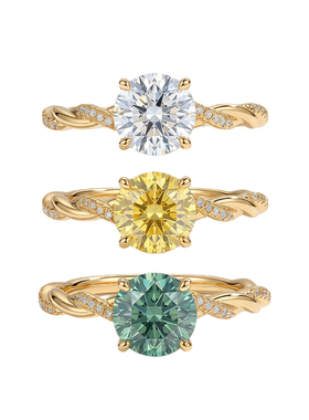 蕾迪1克拉彩色莫桑钻爆闪戒指